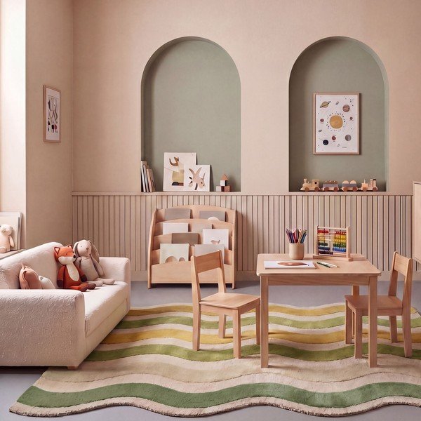 Zaļš/dabīga toņa ar rokām darināts vilnas paklājs 200x290 cm Cascade Wool – Flair Rugs-image-2