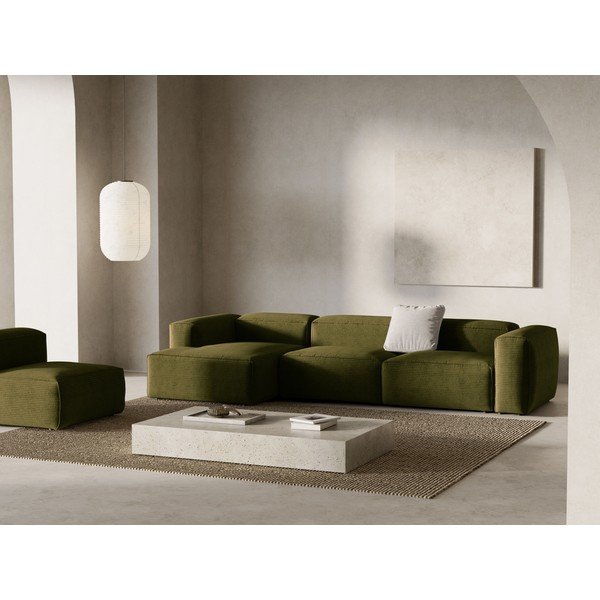 Zaļš velveta stūra dīvāns (ar kreiso stūri/ar zvilni) Bergamo – Cosmopolitan Design-image-1