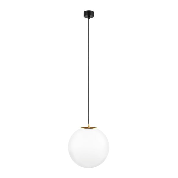 Balta piekaramā lampa ar melnu kabeli un zelta detaļām Sotto Luce Tsuri, ⌀ 30 cm