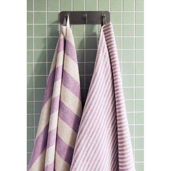 Gaiši violets/krēmkrāsas frotē kokvilnas dvielis 50x80 cm Gobo – noo.ma-image-1