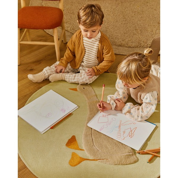 Gaiši brūns ar rokām darināts vilnas apaļš paklājs ø 200 cm Marely – Kave Home-image-3