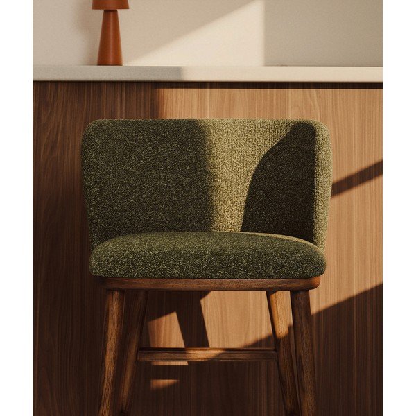 Tumši zaļš polsterēts bāra krēsls (sēdekļa augstums 75 cm) Ciselia – Kave Home-image-2