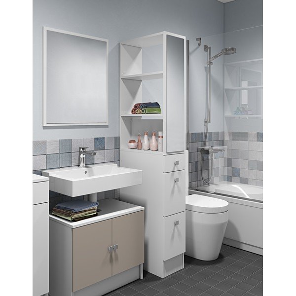 Balts vannasistabas skapis ar spoguli 24x180 cm Combi - TemaHome -image-1