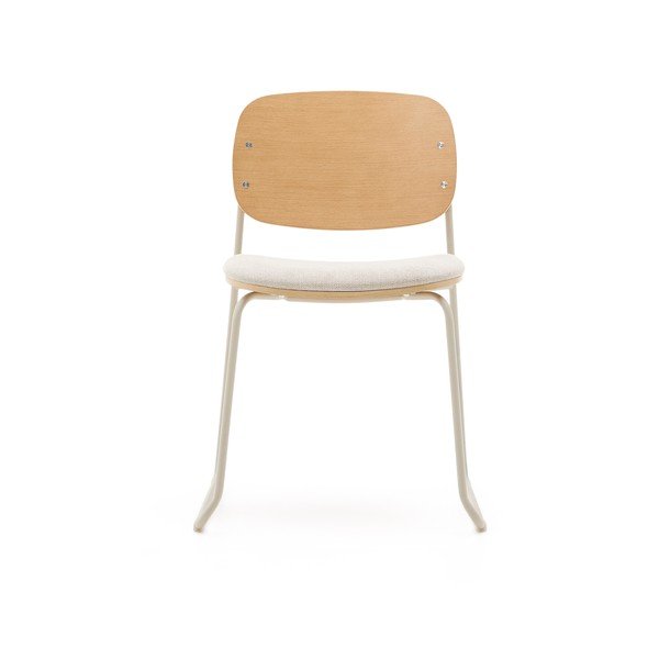 Bēšs/dabīga toņa metāla pusdienu krēsls saliekams viens uz otra Meli – Kave Home-image-2