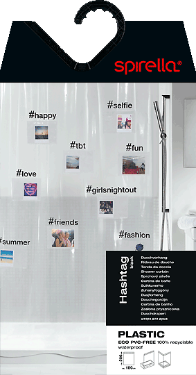 Dušas aizkars 180x200 cm Hashtag – Spirella-image-2