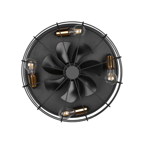 Matēti melna griestu lampa ar tālvadību/ar ventilatoru Trondheim – Trio-image-3