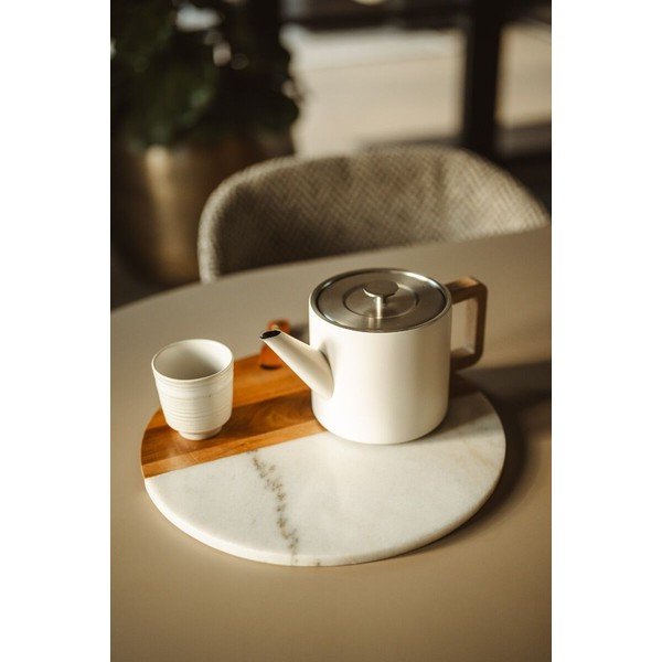 Ziloņkaula krāsas nerūsējošā tērauda tējkanna ar sietiņu 1,1 l Duet Narvik – Bredemeijer-image-1