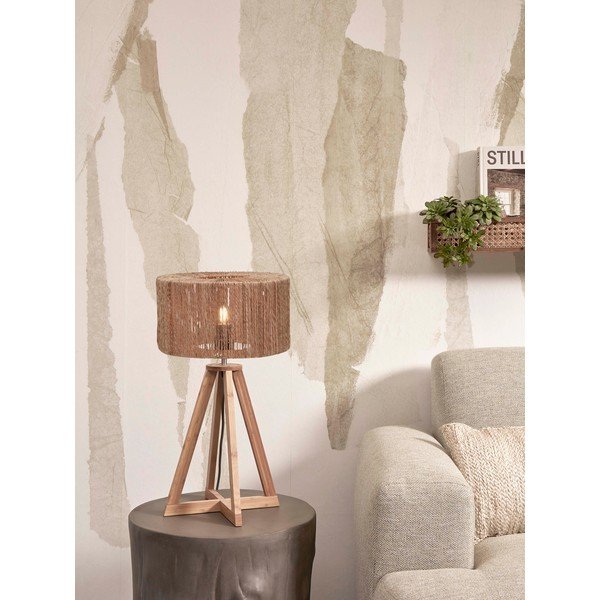 Dabīga toņa galda lampa ar džutas abažūru (augstums 51 cm) Iguazu – Good&Mojo-image-3