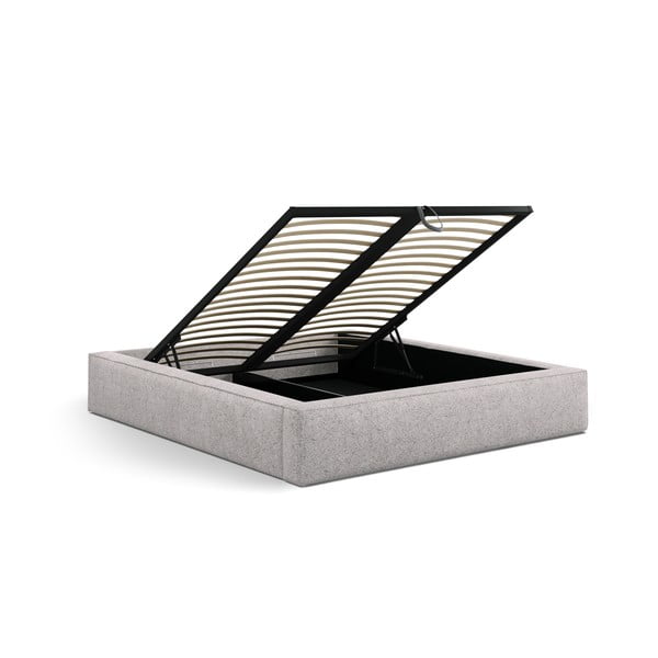 Bēša polsterēta divvietīga gulta ar veļas kasti ar redelēm 140x200 cm Simon Darren – Micadoni -image-4