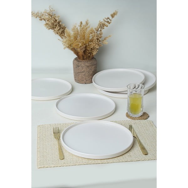 Balti keramikas šķīvji (6 gab.) ø 27 cm – Hermia-image-1
