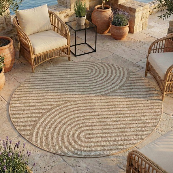 Bēšs apaļš iekštelpu un āra paklājs ø 80 cm Desert 1301 – Ayyildiz Carpets-image-1