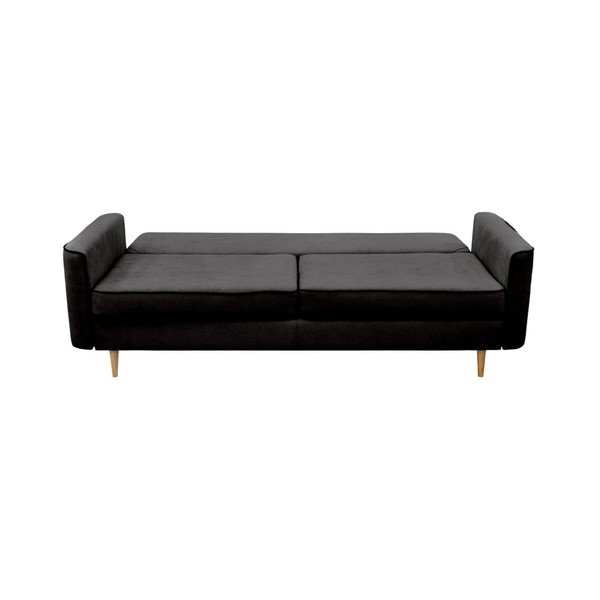 Melns trīsvietīgs izlaižams dīvāns ar gaišām kājām Mazzini Sofas Ivy-image-3