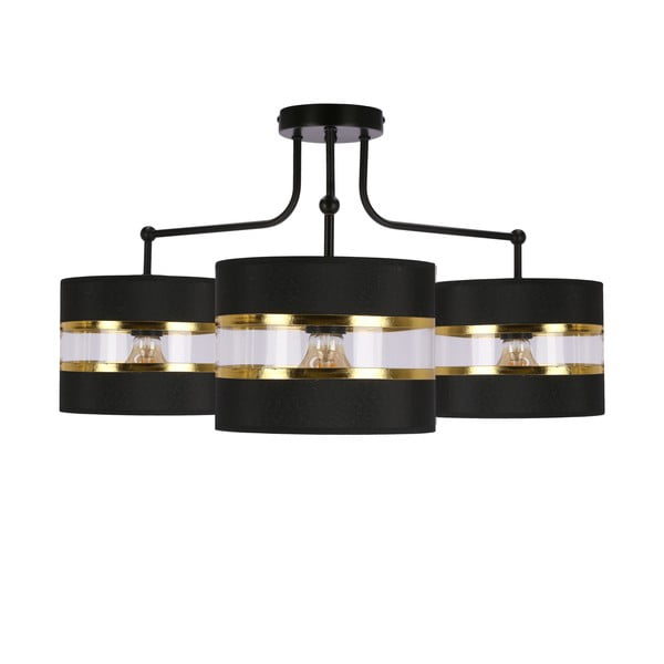 Melna griestu lampa ar auduma abažūru ø 20 cm Andy – Candellux Lighting