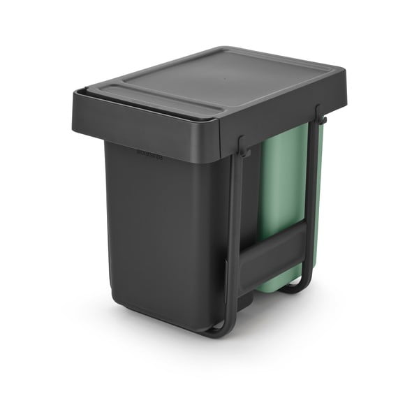 Piparmētru zaļa/tumši pelēka iebūvēta plastmasas atkritumu šķirošanas tvertne 30 l Sort&Go – Brabantia-image-3