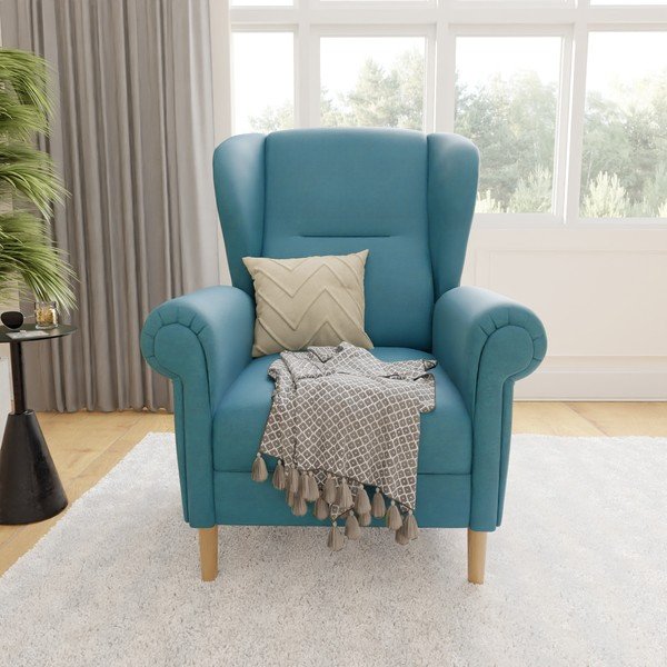 Tirkīzzils atpūtas krēsls ar atzveltni Swan – Ropez-image-1