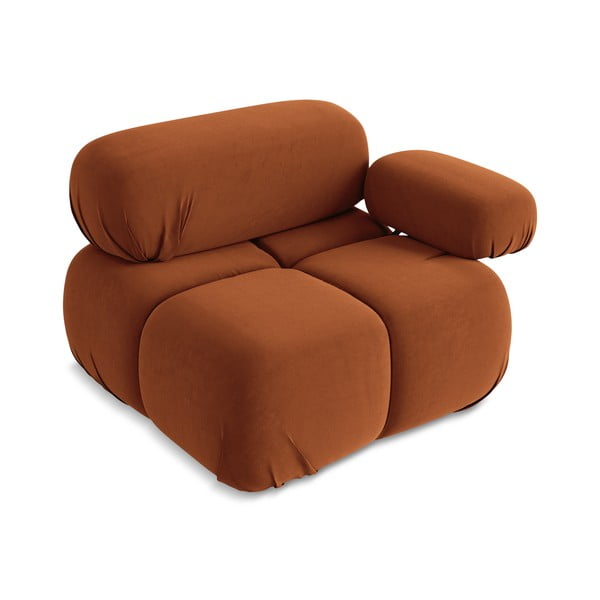 Oranža samta modulārā dīvāna daļa (ar labo stūri) Lokua – Makamii-image-3
