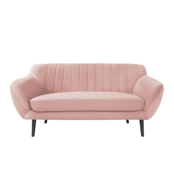 Gaiši rozā dīvāns diviem Mazzini Sofas Toscane, melnas kājas