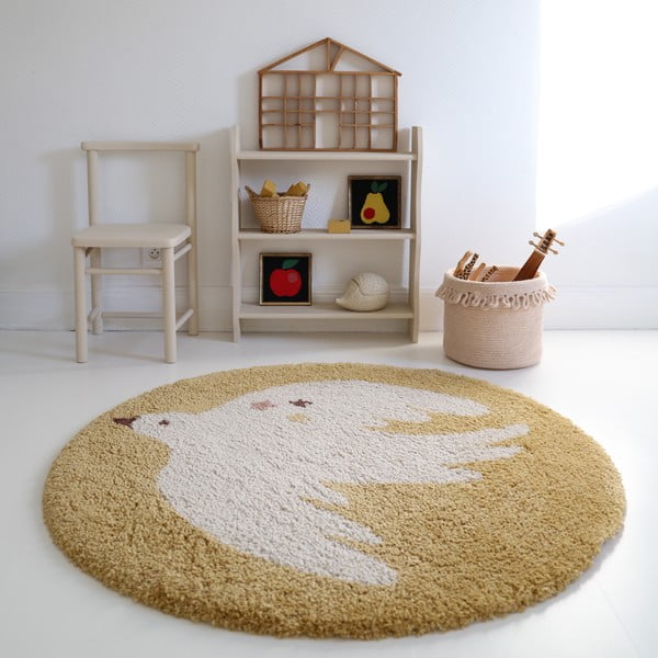 Okera dzeltens bērnu paklājs ø120 cm Bohemian Bird Miel – Nattiot-image-1