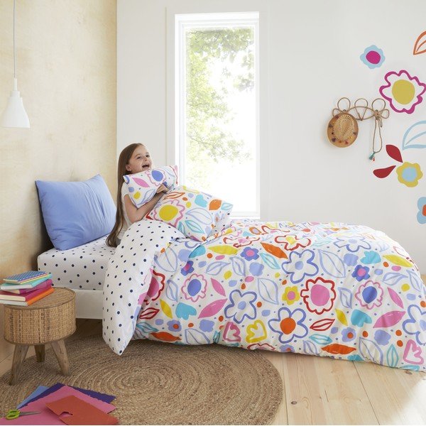 Kokvilnas bērnu gultas veļa 200x135 cm Blomme Floral – Pineapple Elephant-image-4