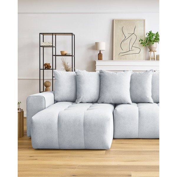 Gaiši pelēks stūra dīvāns (kreisais stūris) Mont–Blanc – Bobochic Paris-image-1