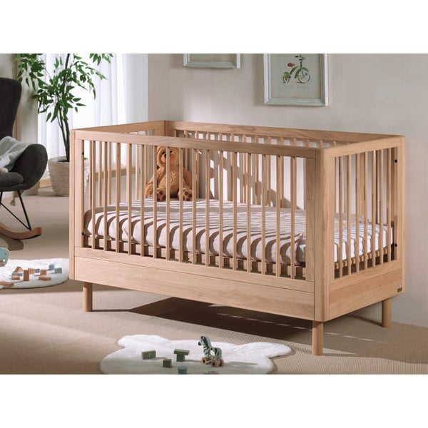 Dabīga toņa ozola masīvkoka bērnu gultiņa 70x140 cm Forrest – Vipack-image-4