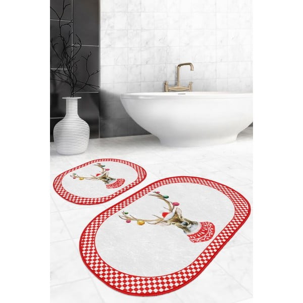 Sarkani/balti vannas istabas paklājiņi (2 gab.) 60x100 cm – Mila Home