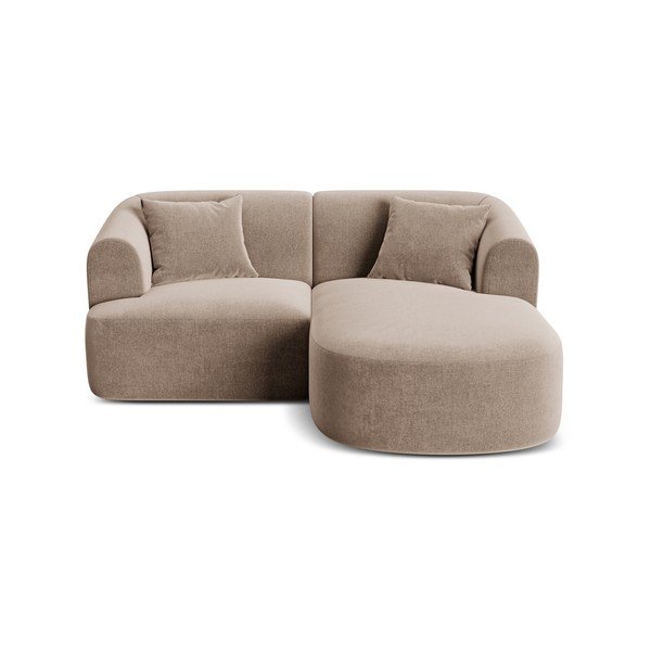 Gaiši brūns samta stūra dīvāns (ar labo stūri/ar zvilni) Campi – Cosmopolitan Design