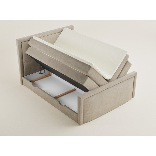 Bēša atsperu gulta ar veļas kasti 140x200 cm Fresco – Maison de Rêve-image-3