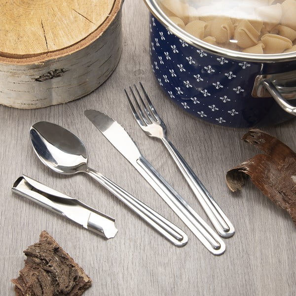 Sudraba krāsas nerūsējošā tērauda galda piederumi (4 gab.) KEMP – Orion-image-1