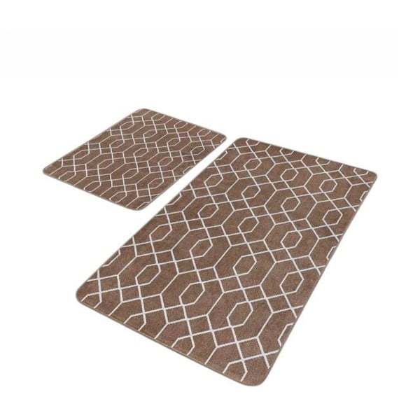 Brūni samta vannas istabas paklājiņi (2 gab.) 60x100 cm – Mila Home