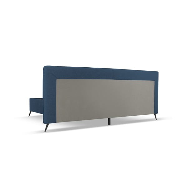 Tumši zila polsterēta divvietīga gulta ar veļas kasti un režģi 160x200 cm Walter – Milo Casa-image-3