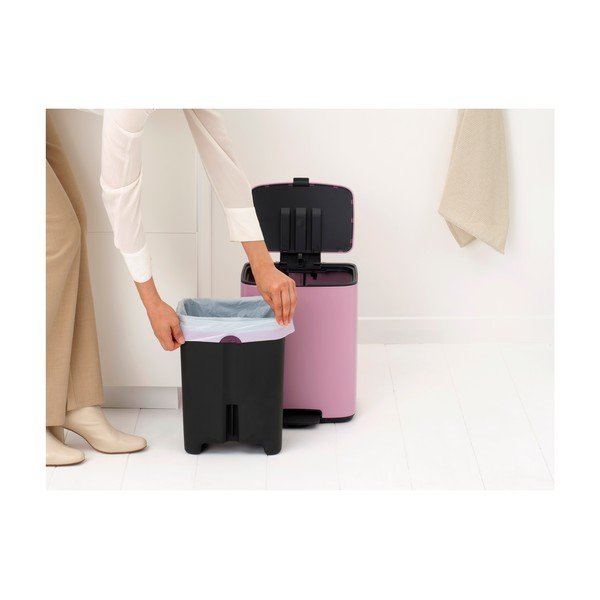 Rozā tērauda atkritumu tvertne ar pedāli 12 l Bo – Brabantia-image-2