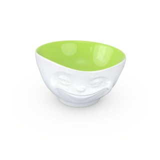 Balta un pistāciju krāsas porcelāna bļoda ar smaidīgu seju 58products