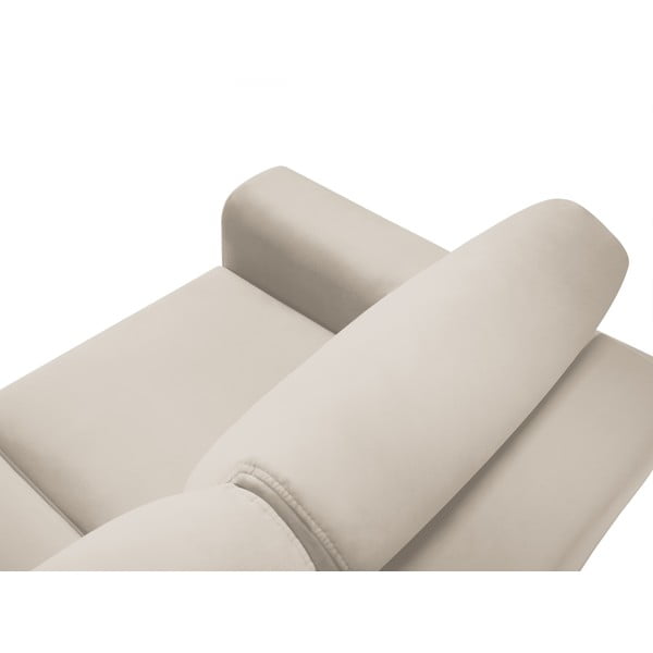 Bēšs samta salokāms stūra dīvāns ar uzglabāšanas vietu Kyoto – Cosmopolitan Design-image-4