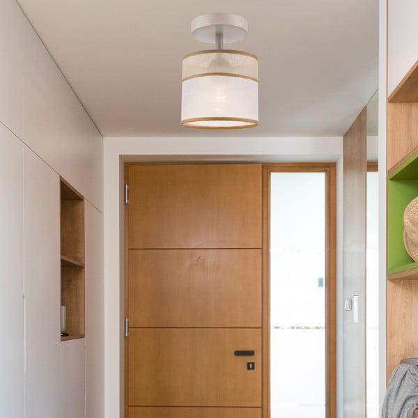 Gaiši brūna griestu lampa ar auduma abažūru ø 16 cm Andrea – LAMKUR-image-2