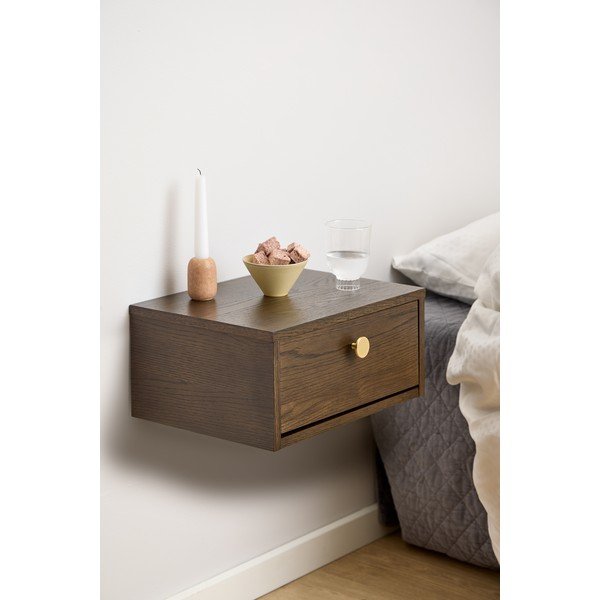 Tumša dabīga toņa naktsskapītis ar ozolkoka imitāciju Monfort – Actona-image-1