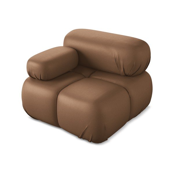 Brūna modulārā dīvāna daļa no ādas imitācijas (ar kreiso stūri) Lokua – Makamii-image-1