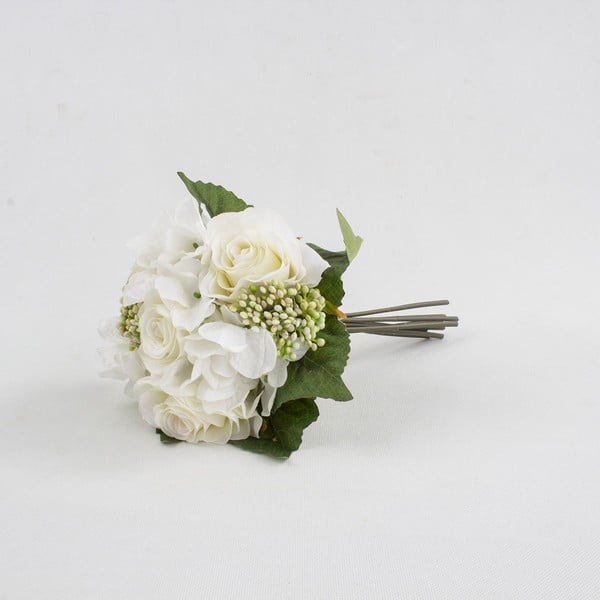 Mākslīgais dekors rožu pušķa formā ar hortenziju Dakls White Lady
