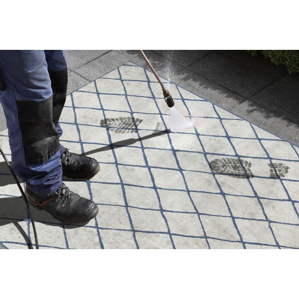 Zils un krēmkrāsas āra paklājs NORTHRUGS Malaga, 120 x 170 cm-image-1