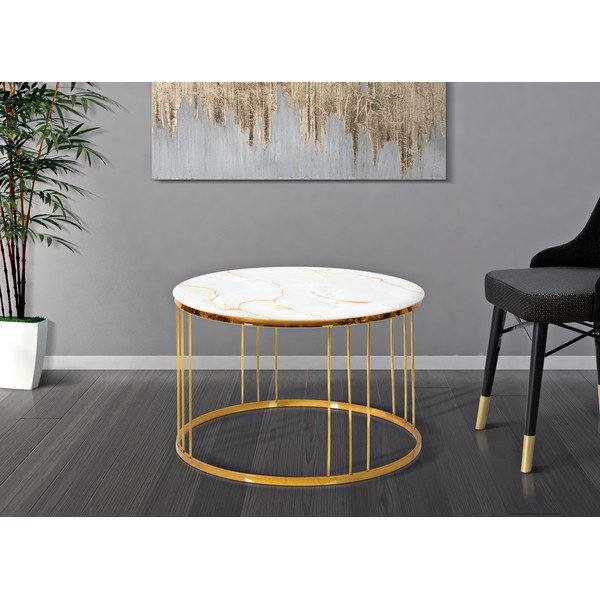 Žurnālgaldiņš zelta krāsā Mauro Ferretti Simple Paris, ⌀ 70 cm-image-1