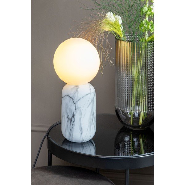 Balta galda lampa ar marmora imitāciju Leitmotiv Gala, augstums 32 cm-image-1