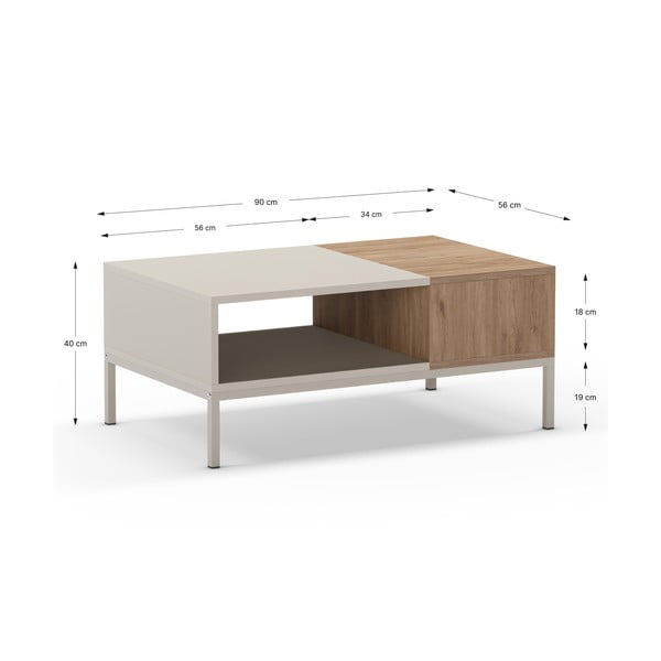 Krēmkrāsas žurnālgaldiņš 56x90 cm Cailin – Marckeric-image-4