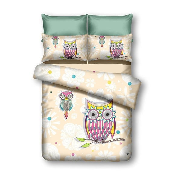 Divpusējā mikrošķiedras gultasveļa DecoKing Owls Summerstory, 135 x 200 cm