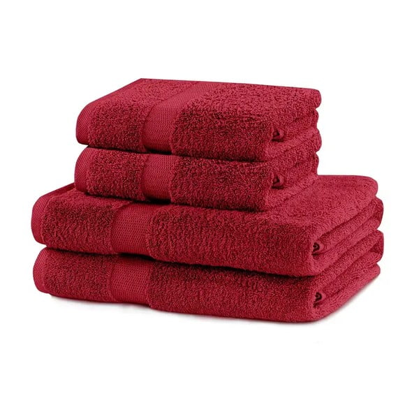 Sarkani frotē kokvilnas dvieļi (4 gab.) Marina – DecoKing