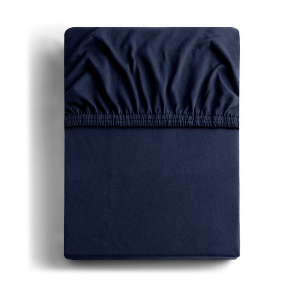 Tumši zils trikotāžas palags ar gumiju 200x200 cm Amber – DecoKing
