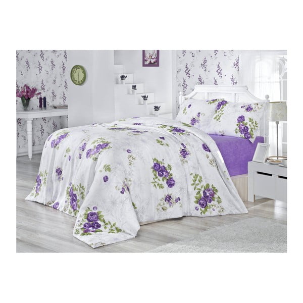 Violeta divvietīga gultasveļa ar palagu Lilian, 200 x 220 cm