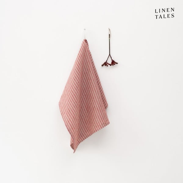 Lina trauku dvielis 45x65 cm Red Natural Stripes – Linen Tales