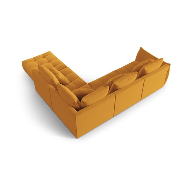 Dzeltens samta stūra dīvāns (ar labo stūri/L veida) Bloom – Micadoni -image-3