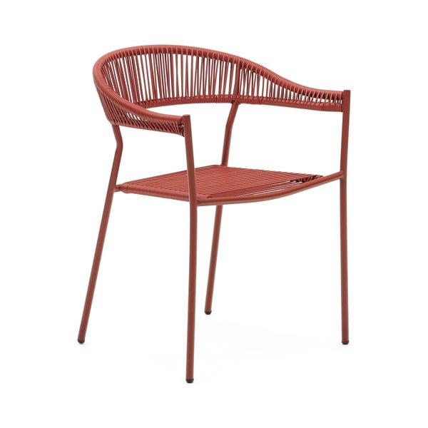 Ķieģeļu sarkani mākslīgās rotangpalmas pusdienu krēsli (4 gab.) Futadera – Kave Home