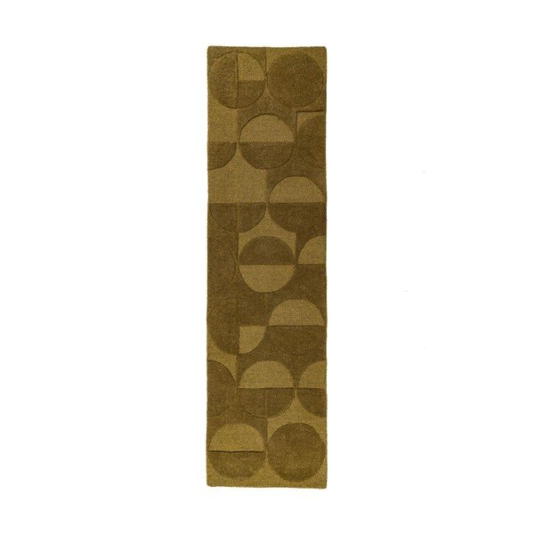 Tumši zaļš ar rokām darināts vilnas celiņa paklājs 60x230 cm Gigi – Flair Rugs